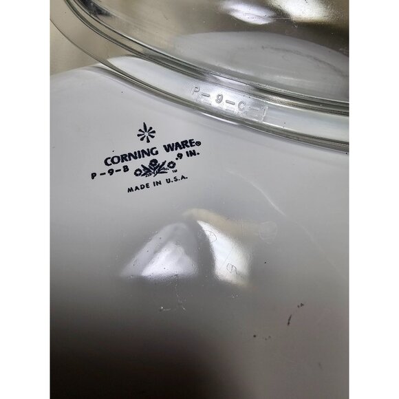 CorningWare Blue Cornflower Square Skillet/Casserole Dish with Lid P-9-B , Vint - Picture 10 of 10
